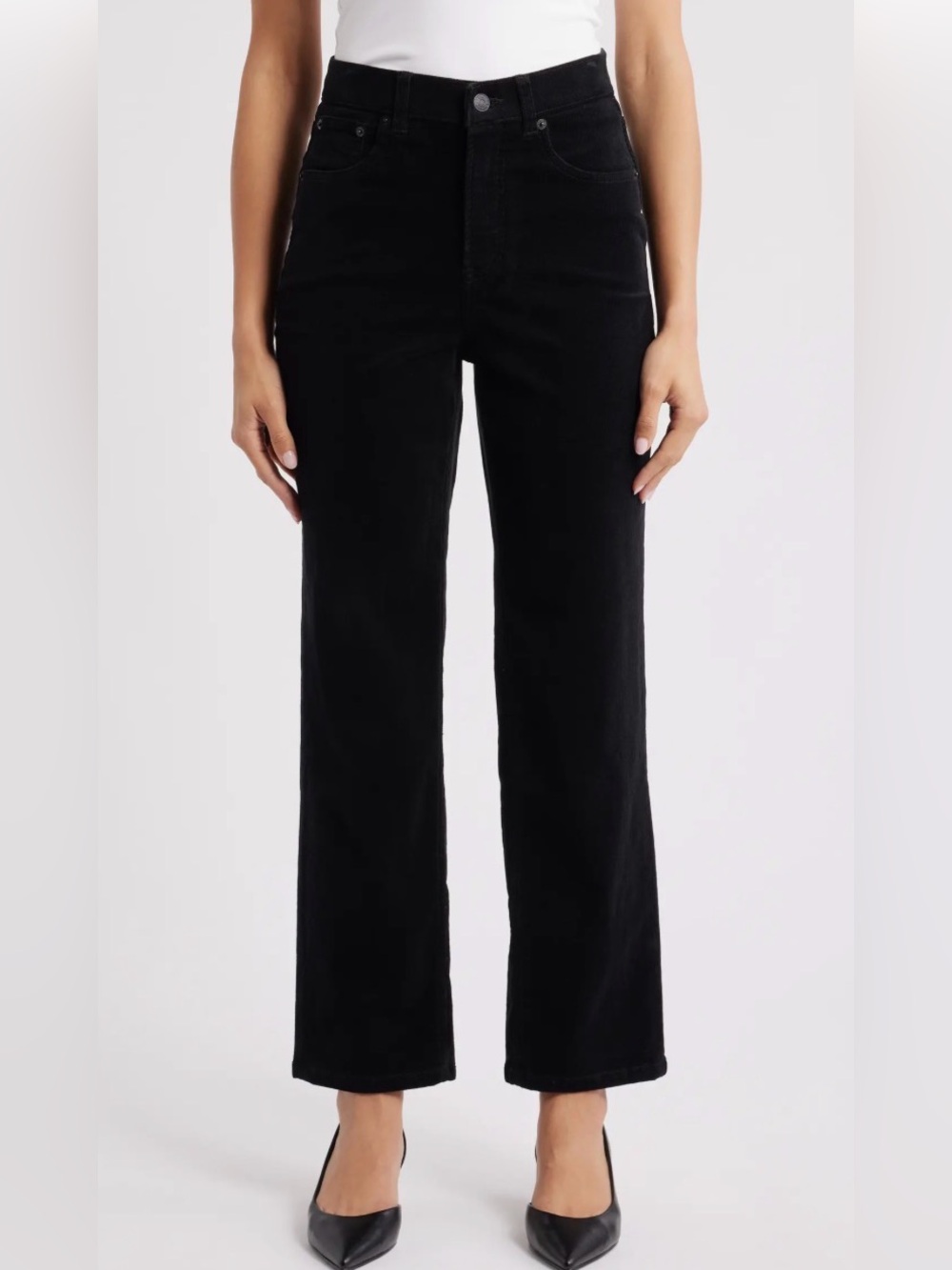 SPANX 90s Straight Leg Corduroy Pants Black Large Regular